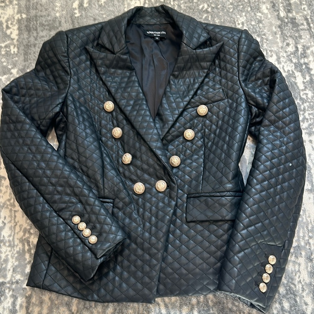 Generation Love Quilted Faux Leather Blazer XS